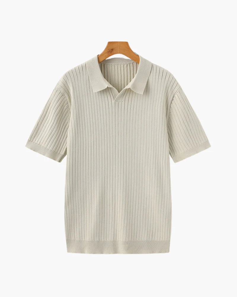 Polo en tricot côtelé de qualité supérieure