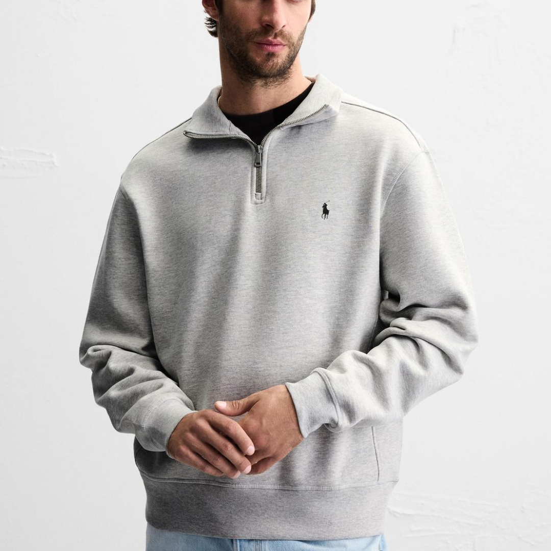 R&amp;L™ BASIC QUARTER-ZIP SZARY