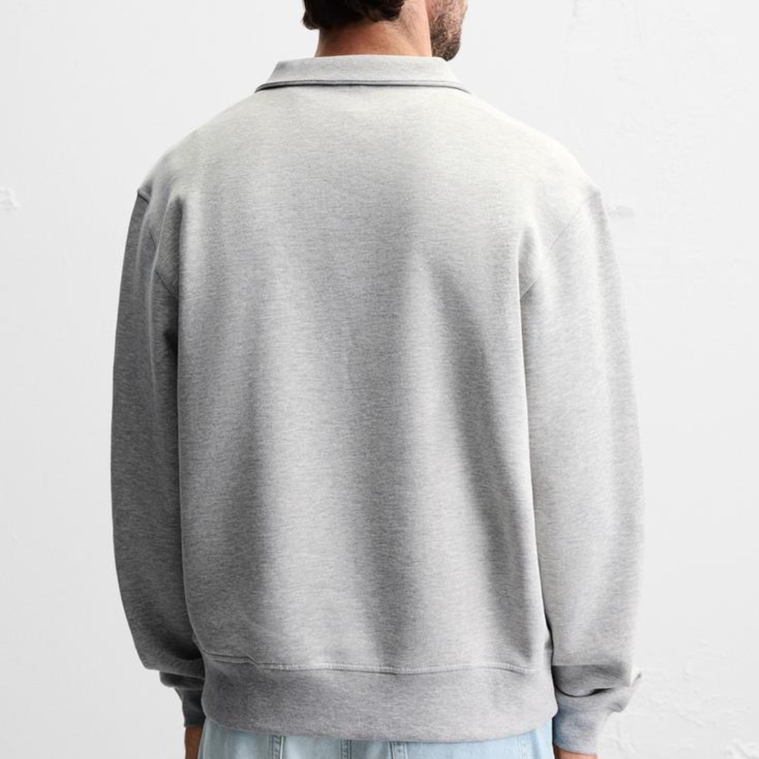 R&amp;L™ BASIC QUARTER-ZIP SZARY