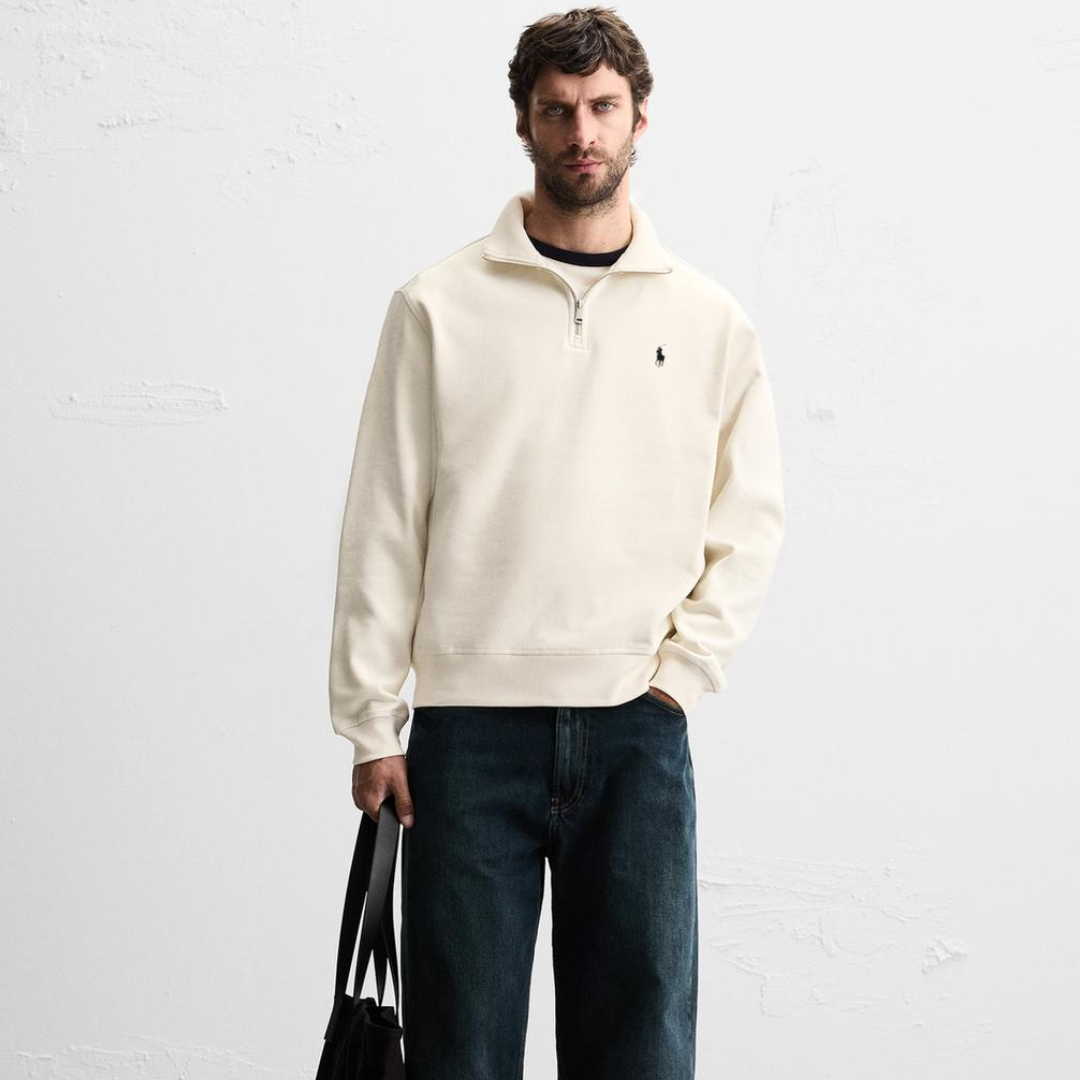 R&amp;L™ BASIC QUARTER-ZIP BEŻOWY
