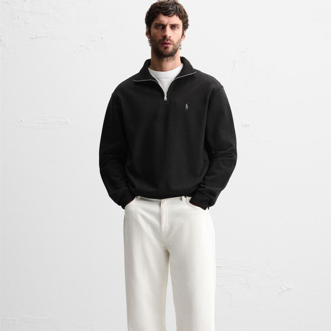 R&amp;L™ BASIC QUARTER-ZIP CZARNY