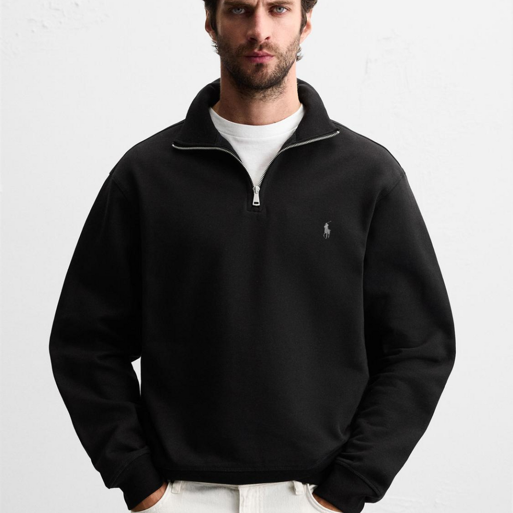 R&amp;L™ BASIC QUARTER-ZIP CZARNY