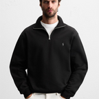 R&amp;L™ BASIC QUARTER-ZIP CZARNY