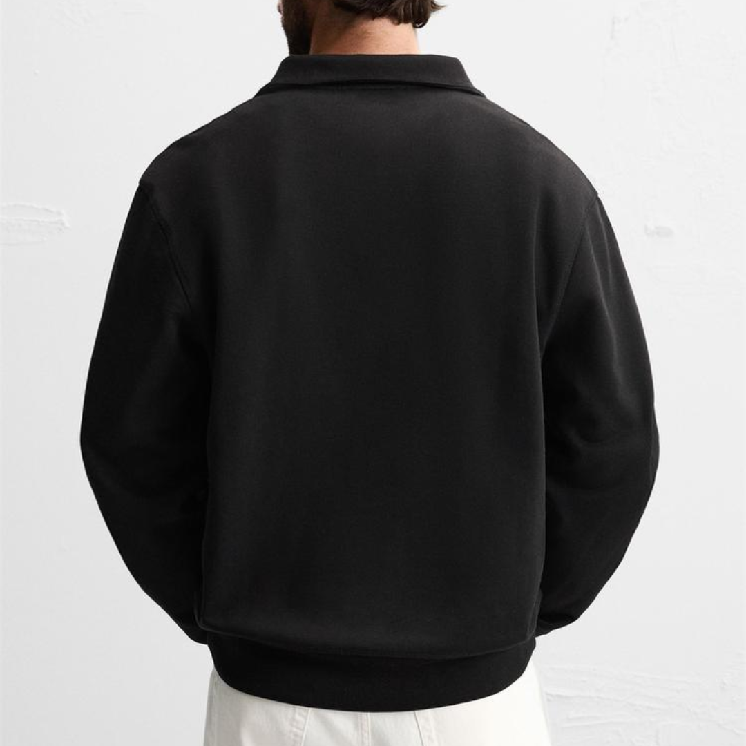 R&amp;L™ BASIC QUARTER-ZIP CZARNY