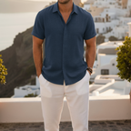 Chemise classique en lin et coton 