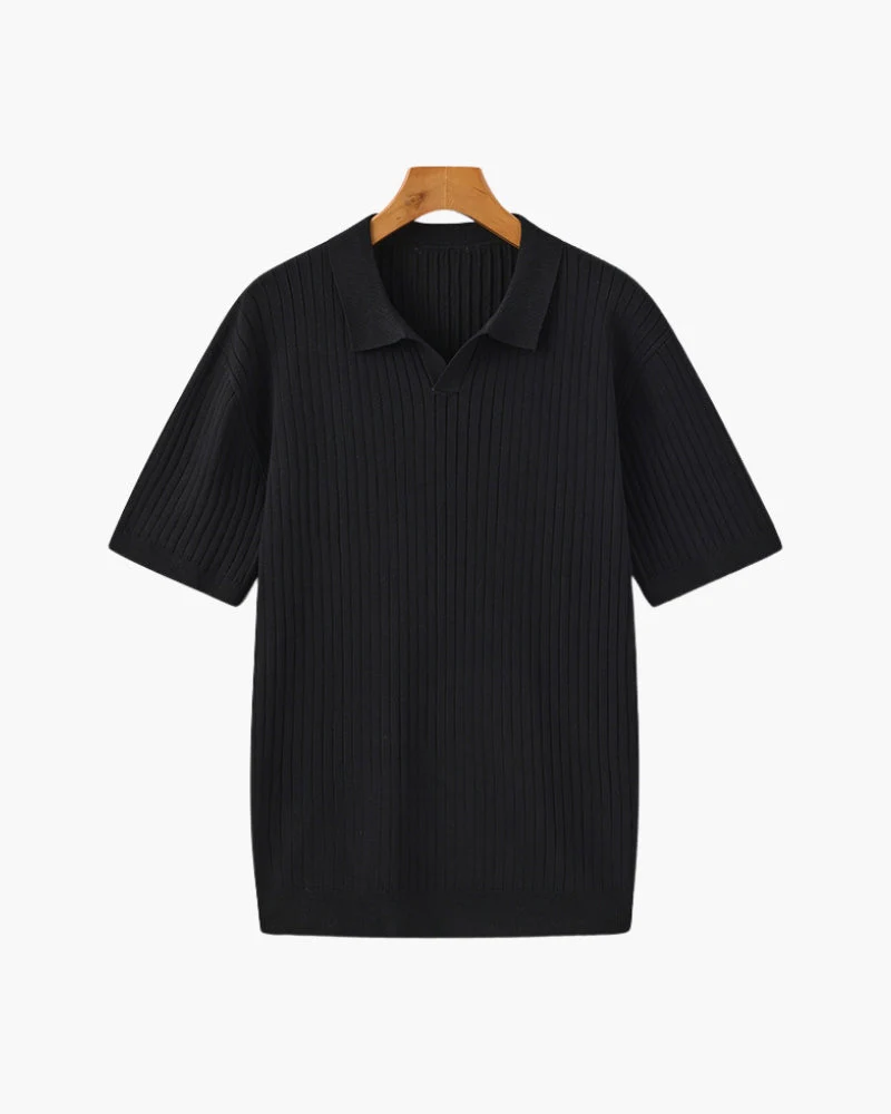 Polo en tricot côtelé de qualité supérieure