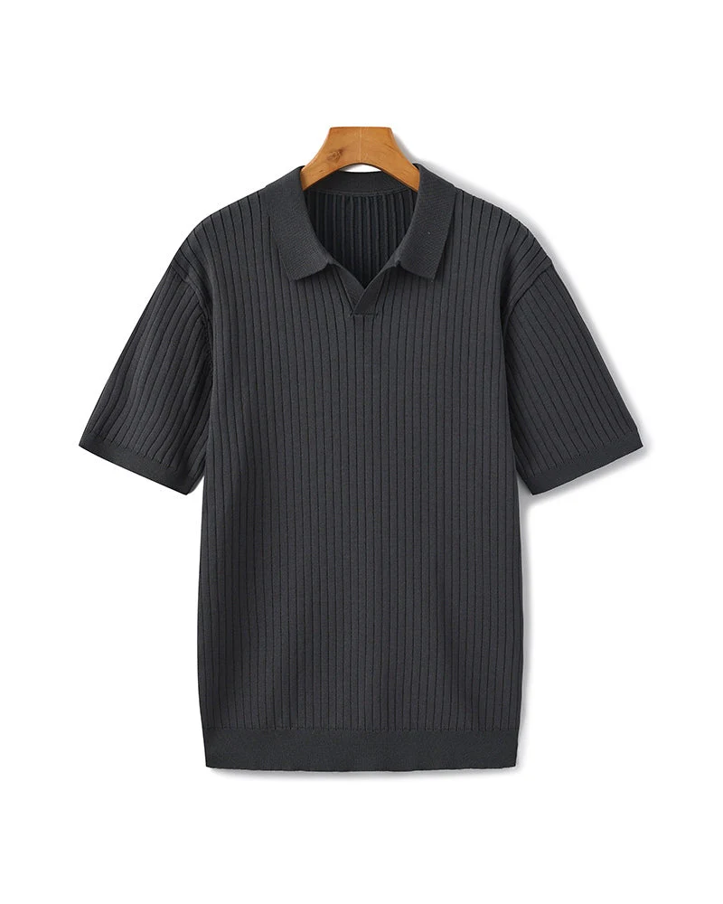 Polo en tricot côtelé de qualité supérieure