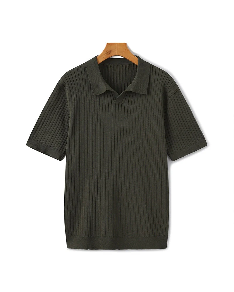 Polo en tricot côtelé de qualité supérieure