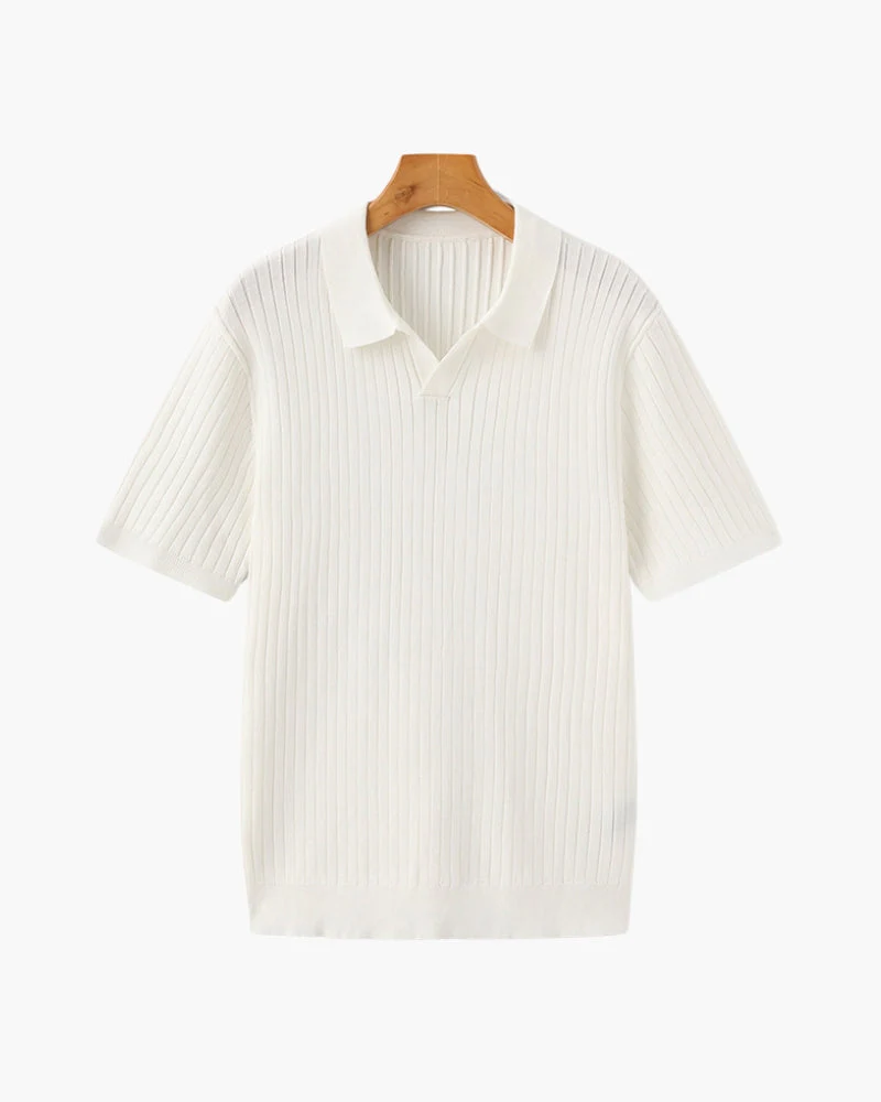 Polo en tricot côtelé de qualité supérieure
