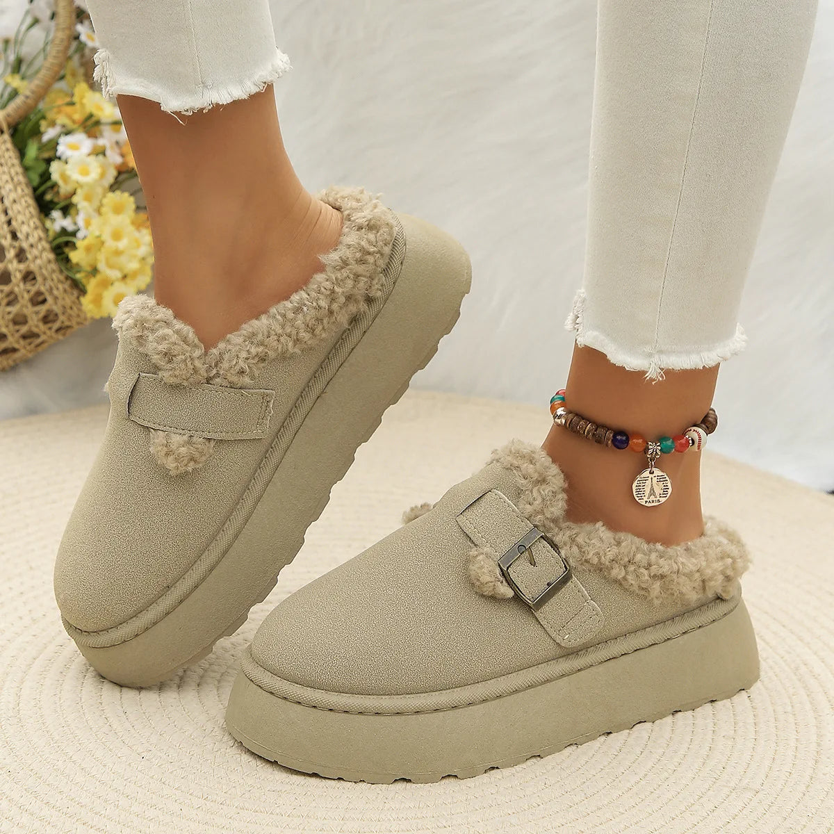 Chaussons confort en velours
